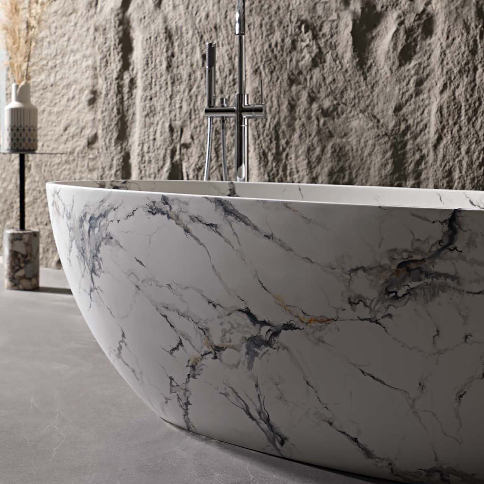 seamless solid surface bathtub with polished finish