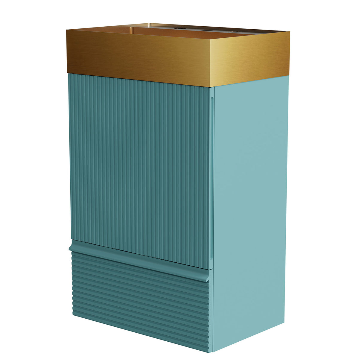 side view of 20-inch green bathroom vanity