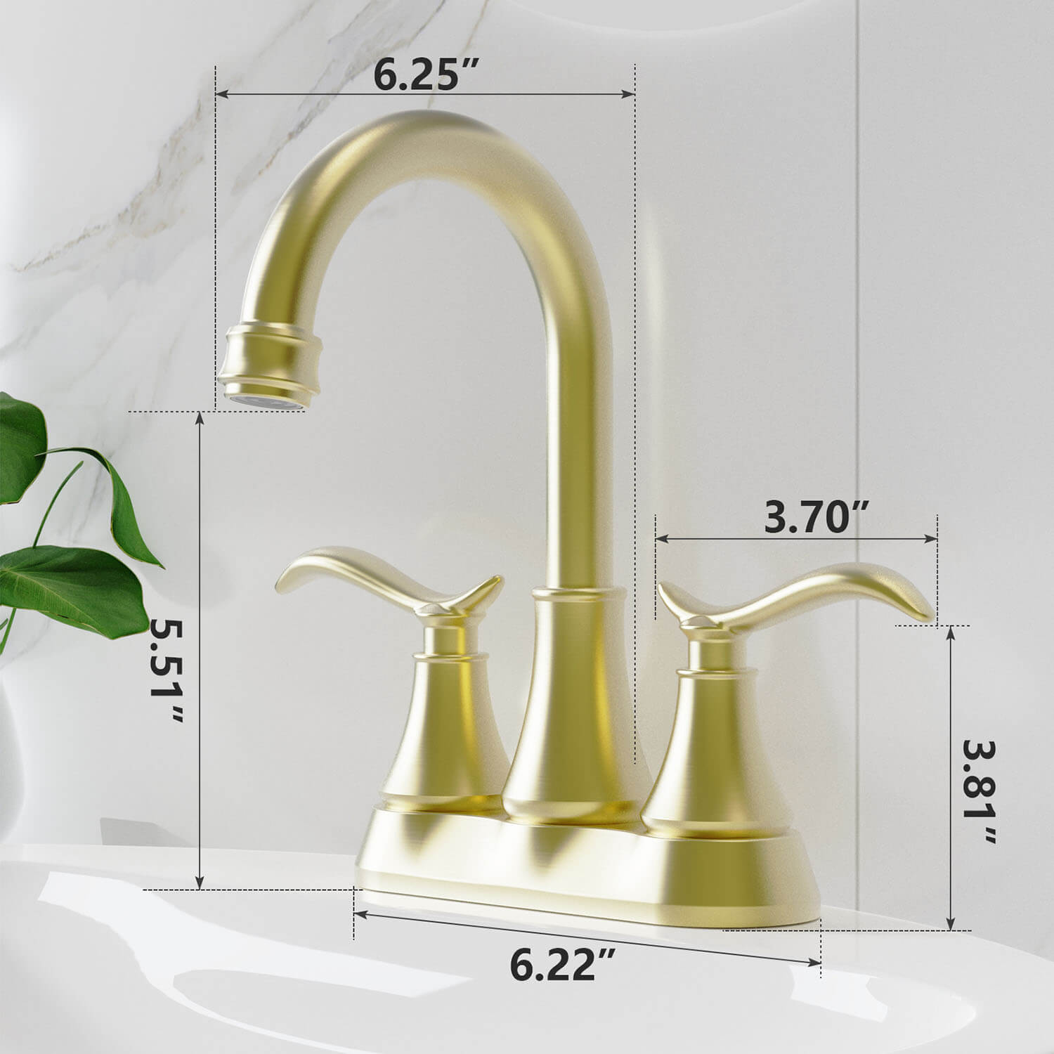size of Brushed Gold Bathroom Vanity Sink Faucet