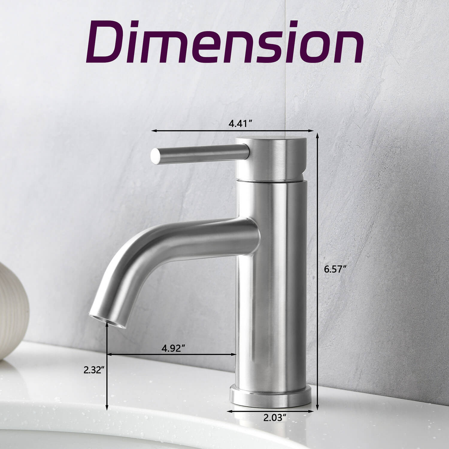 size of Brushed Nickel Single Handle Bathroom Faucet