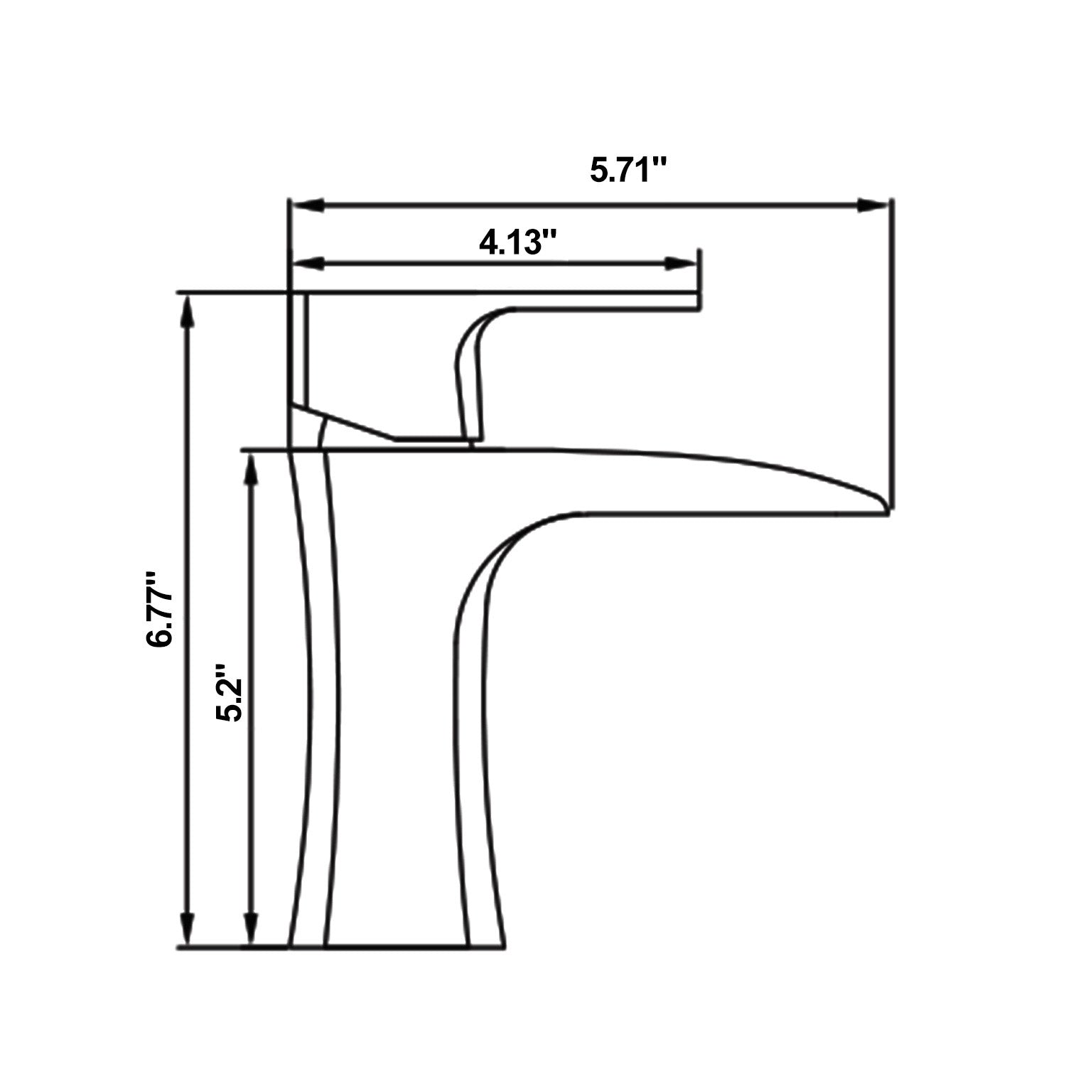 size of Brushed Nickel Single Handle Waterfall spout Bathroom Faucet