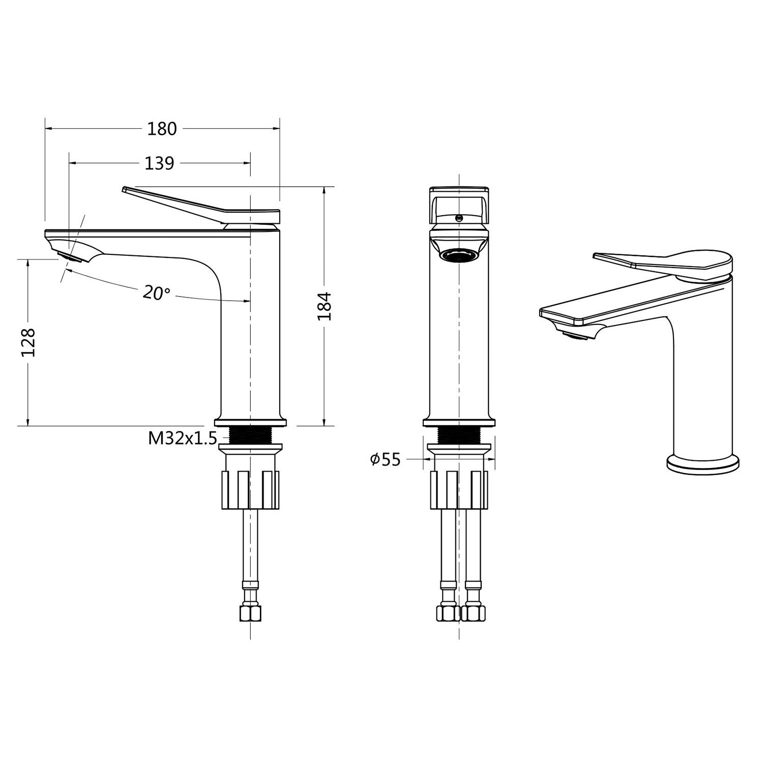 size of Grey Single Hole Single Handle Bathroom Faucet