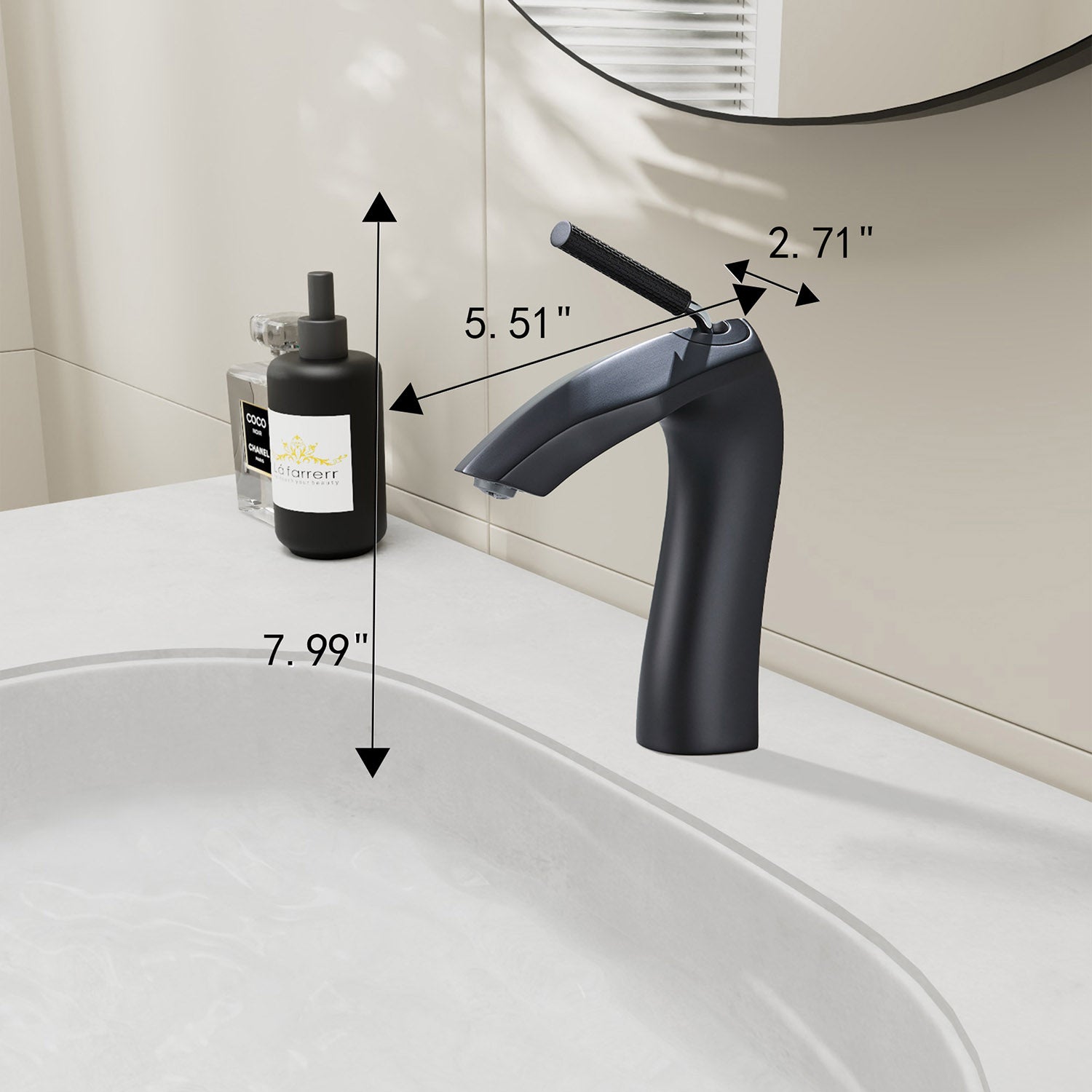 size of Matte Black Single Hole Bathroom Faucet Brass with Slim Single Handle and Aerator