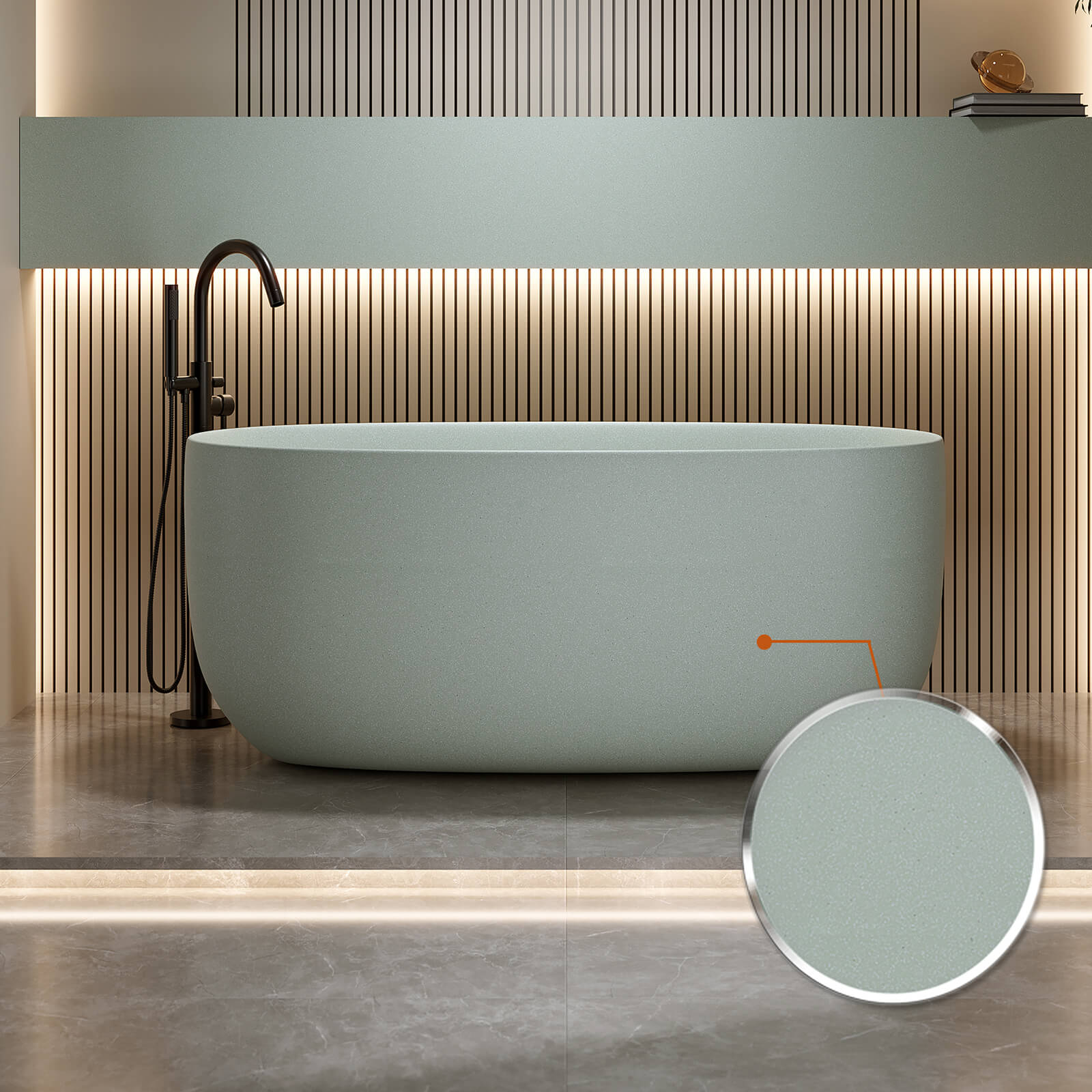 spa style freestanding bathtub with vibrant turquoise exterior