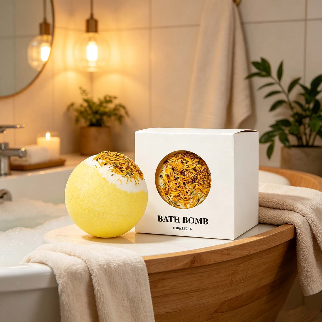 Chamomile Bath Bombs for Stress Relief USA,Relaxing Spa Bath Bombs Set (Set of 4)
