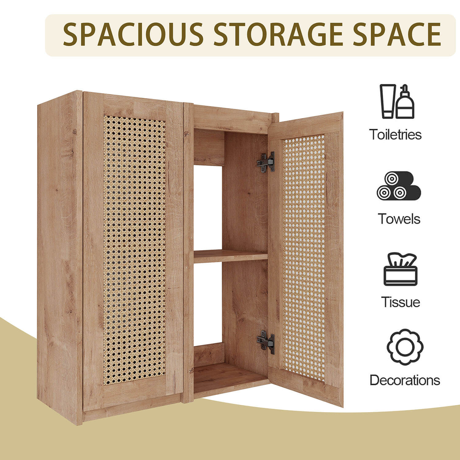 storage space of 24 inch White Oak Bathroom Wall Cabinet