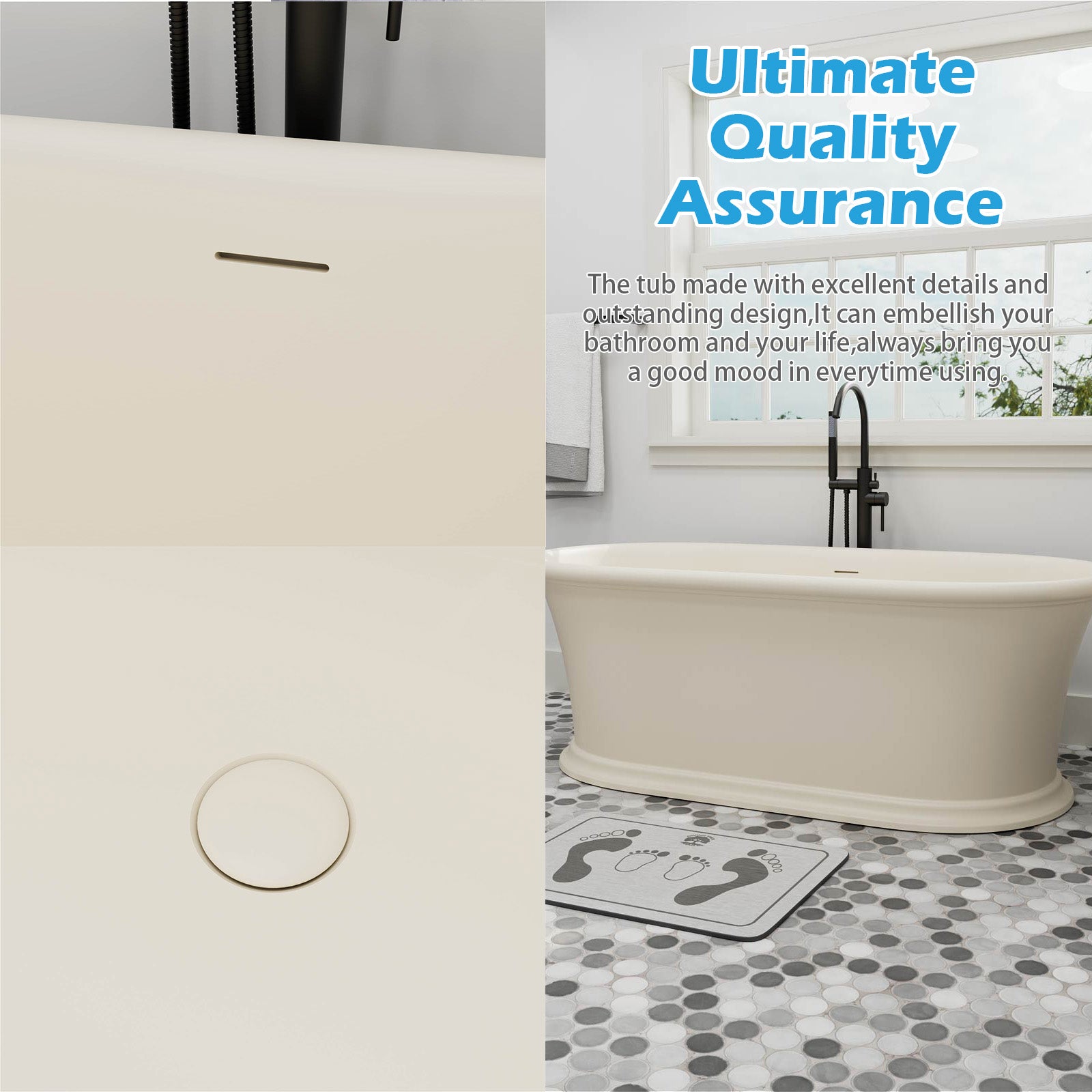 timeless cream bathtub for French country bathroom