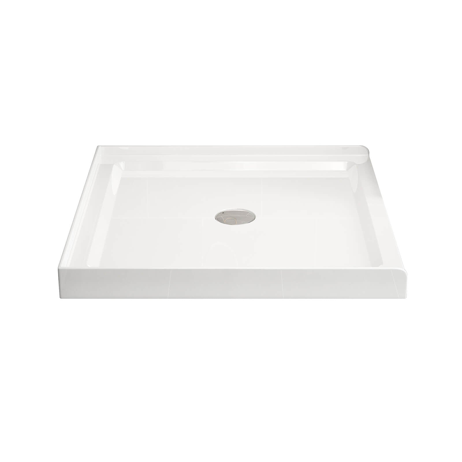white square shower base with glossy finish