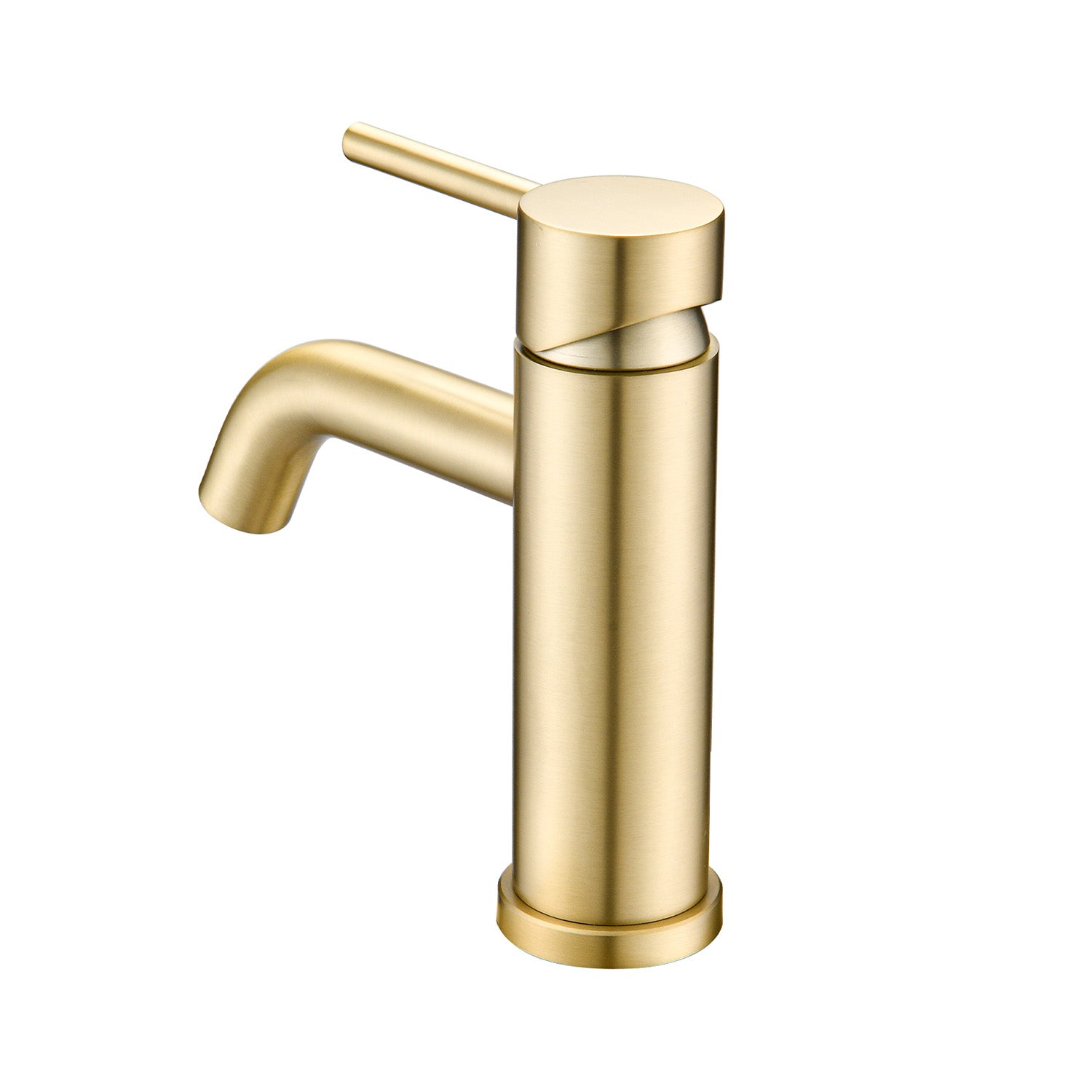 white background image of Brushed Gold Single Handle Single Hole Bathroom Faucet
