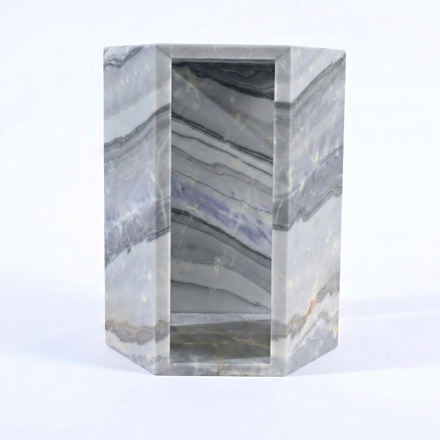Unique Marble Side Table with Deep Blues, Misty Purples for Living Room, Bathroom & Outdoor Side