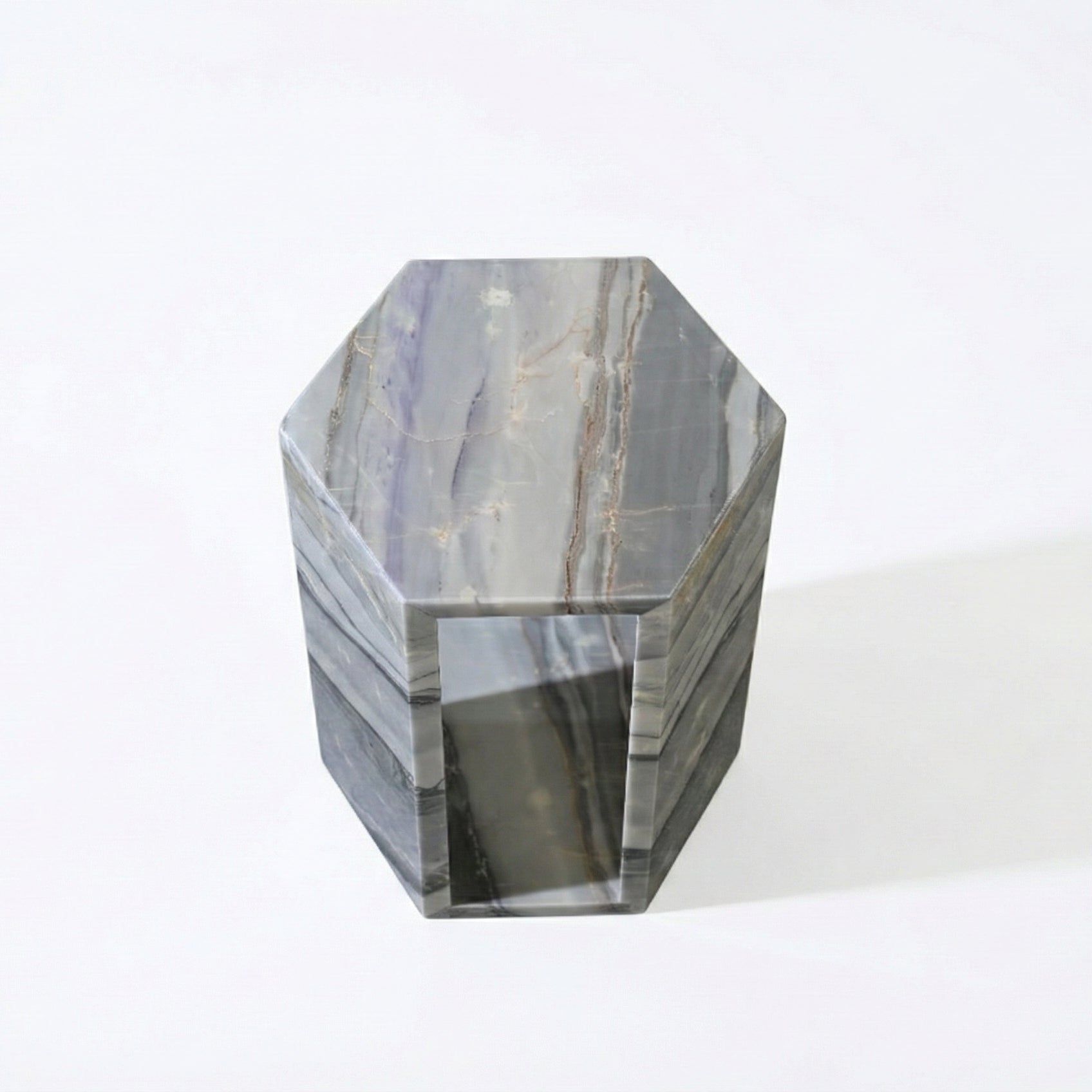 Unique Marble Side Table with Deep Blues, Misty Purples for Living Room, Bathroom & Outdoor Side