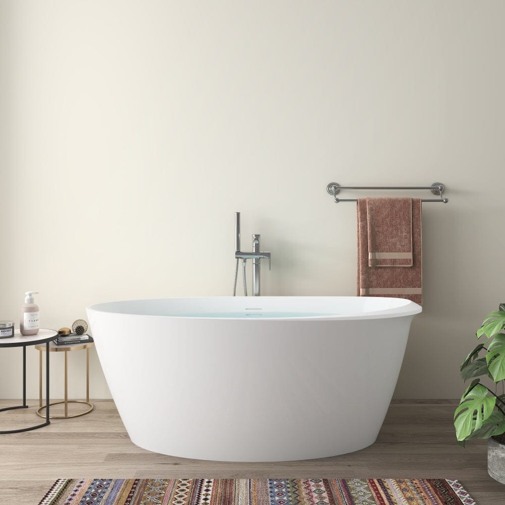 Mokleba 59" Acrylic Oval Shape Freestanding Soaking Bathtub with Overflow