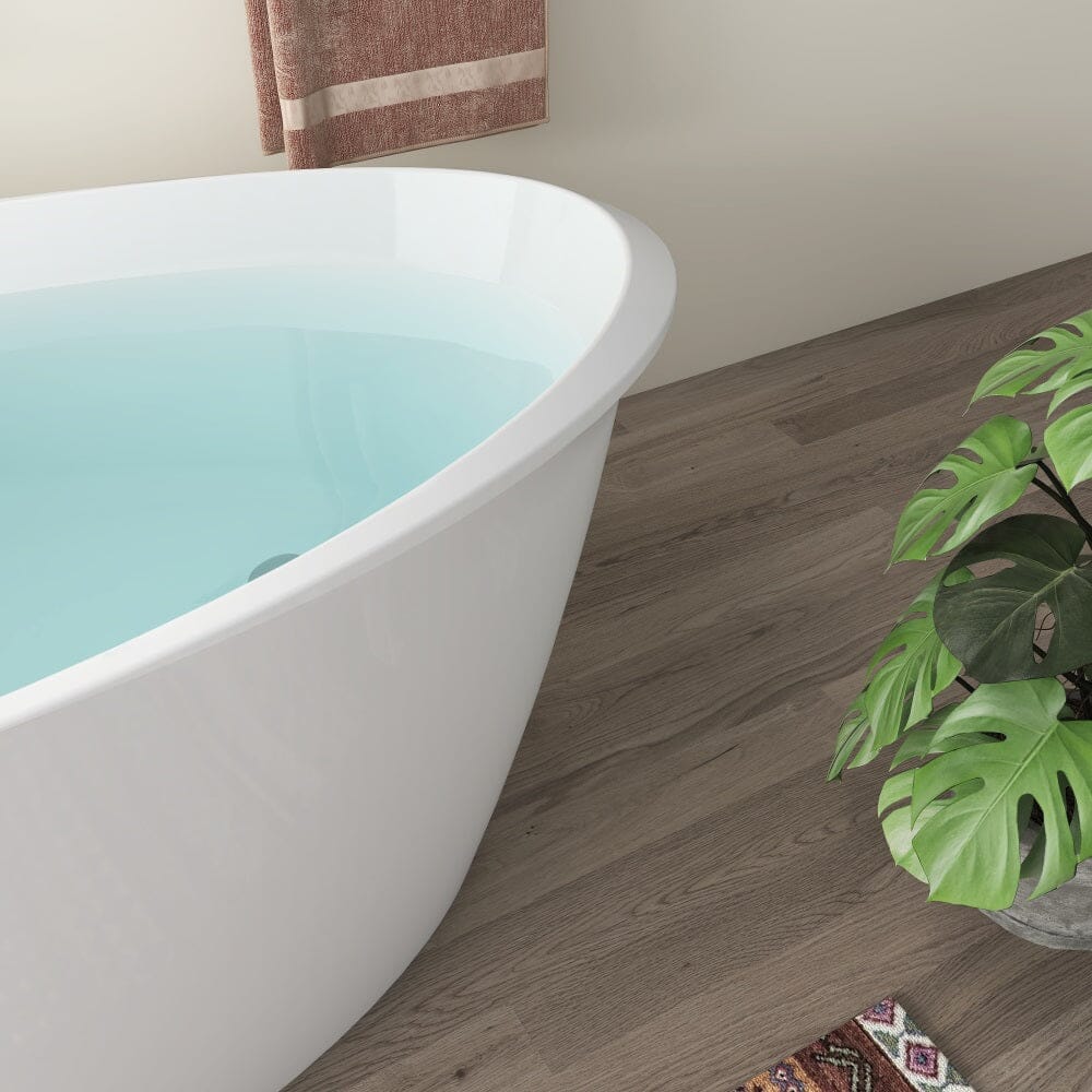 Mokleba 59" Acrylic Oval Shape Freestanding Soaking Bathtub with Overflow