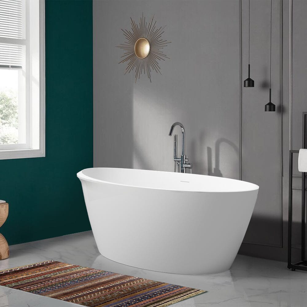 Mokleba 67" Acrylic Oval Modern Freestanding Soaking Bathtub White