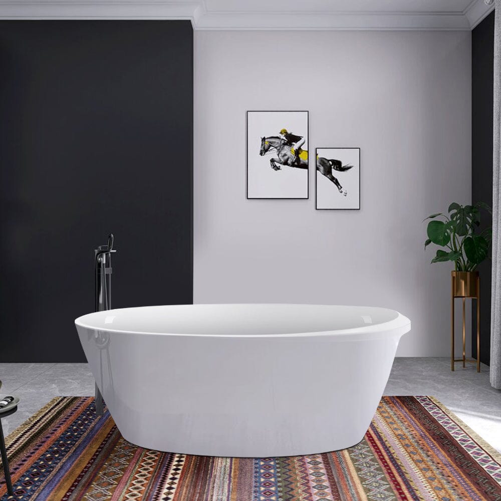 Mokleba 67" Acrylic Oval Modern Freestanding Soaking Bathtub White