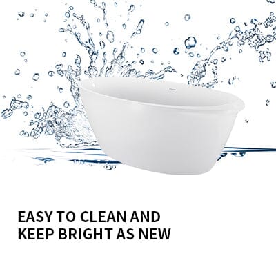 Mokleba 67" Acrylic Oval Modern Freestanding Soaking Bathtub White