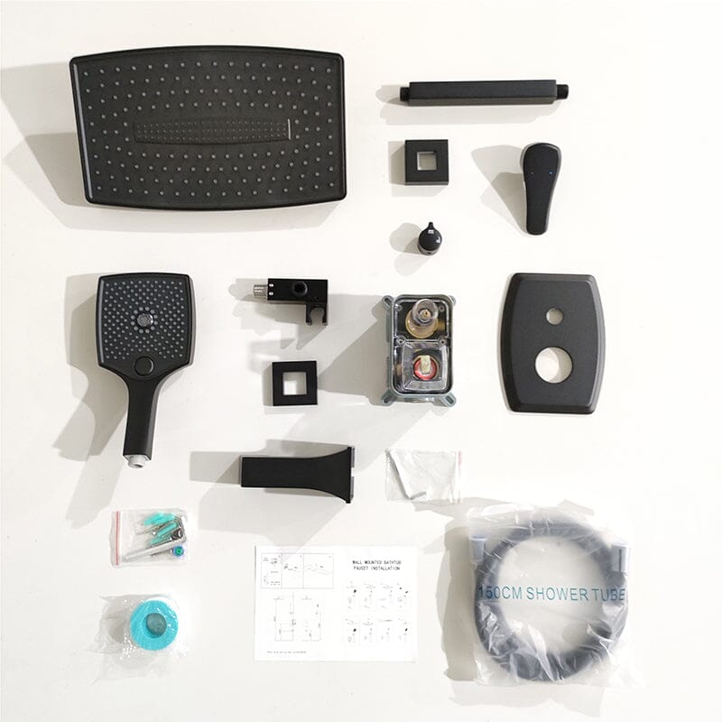 Shower Systems 14" Rectangular Ceiling Shower Head with Hand Shower & Tub Spout