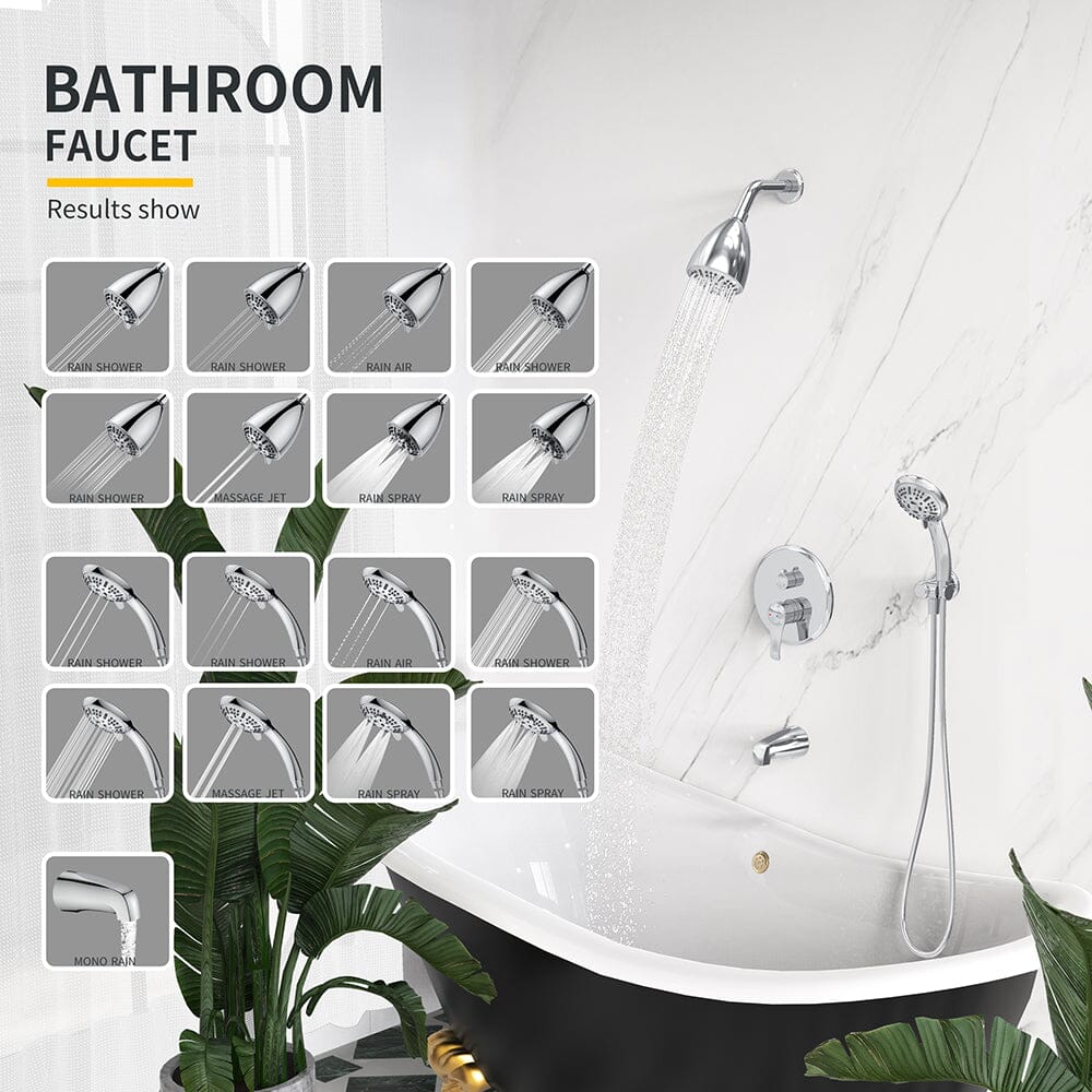 8 Spray Filtered Shower Head and Hand Shower & Tub Spout Combo Set