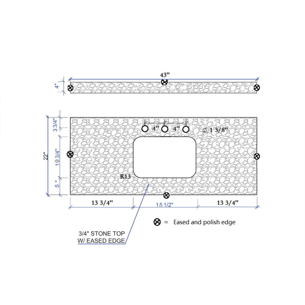 Giving Tree 43" carrara white engineered stone vanity top backsplash
