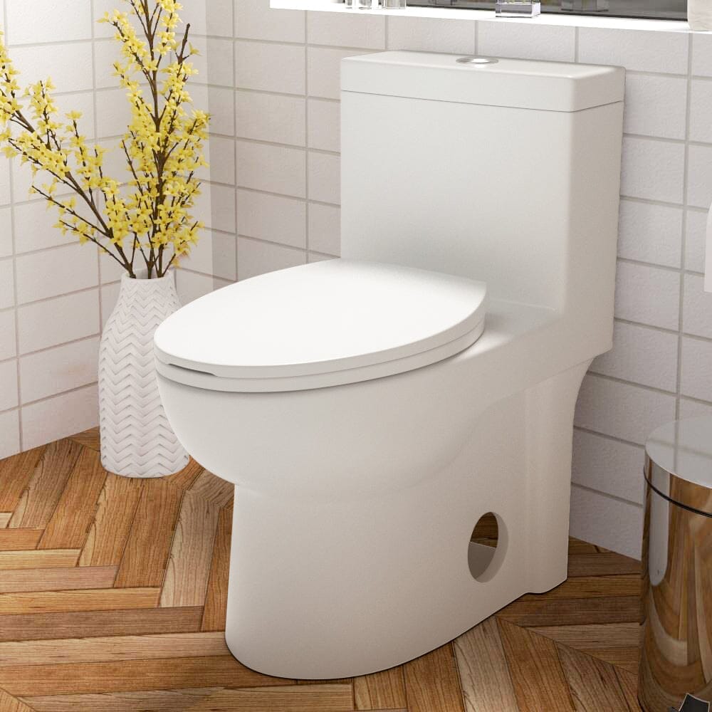 Giving Tree Powerful & Quiet Dual Flush Modern One Piece Toilet with Soft Closing Seat