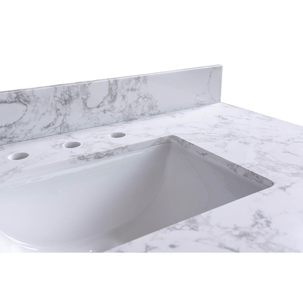 Giving Tree 49" carrara white engineered stone vanity top backsplash