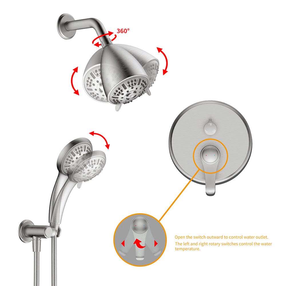 8 Spray Filtered Shower Head and Hand Shower & Tub Spout Combo Set