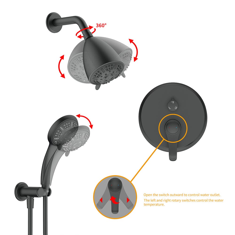 8 Spray Filtered Shower Head and Hand Shower & Tub Spout Combo Set