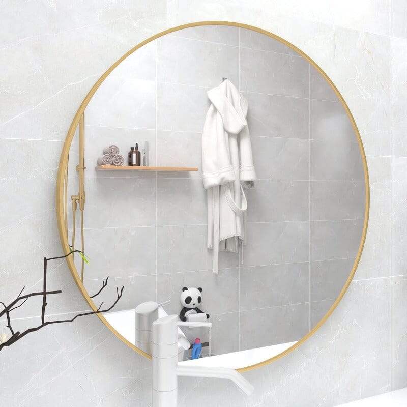 Giving Tree 28" Large Round Gold Border Wall Mirror for Make Up Vanity