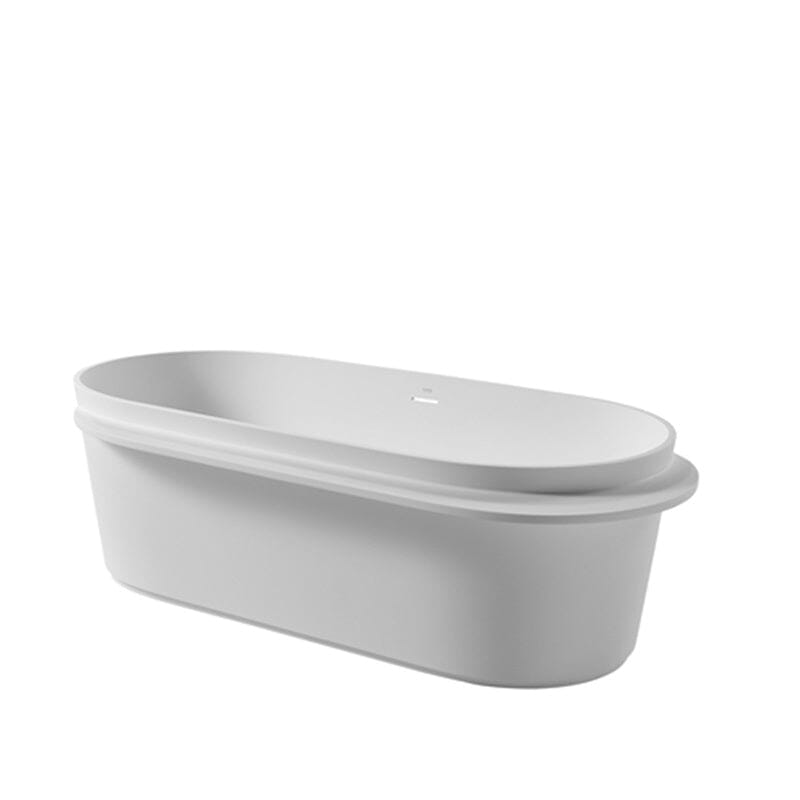 Giving Tree 67 Zoll Badewanne freistehend aus Mineralguss mit Ablage weiß