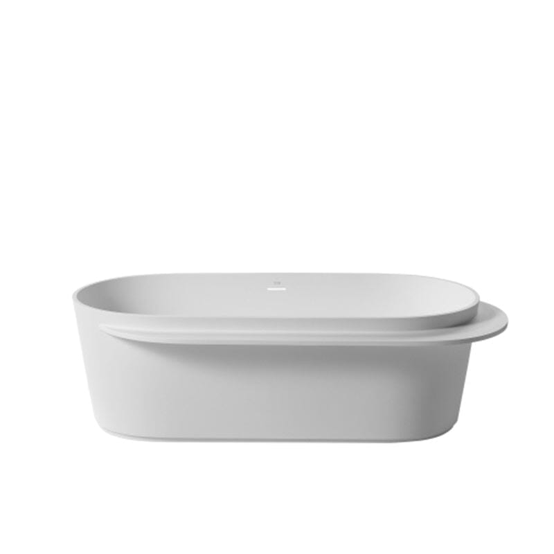 Giving Tree 67 Zoll Badewanne freistehend aus Mineralguss mit Ablage weiß