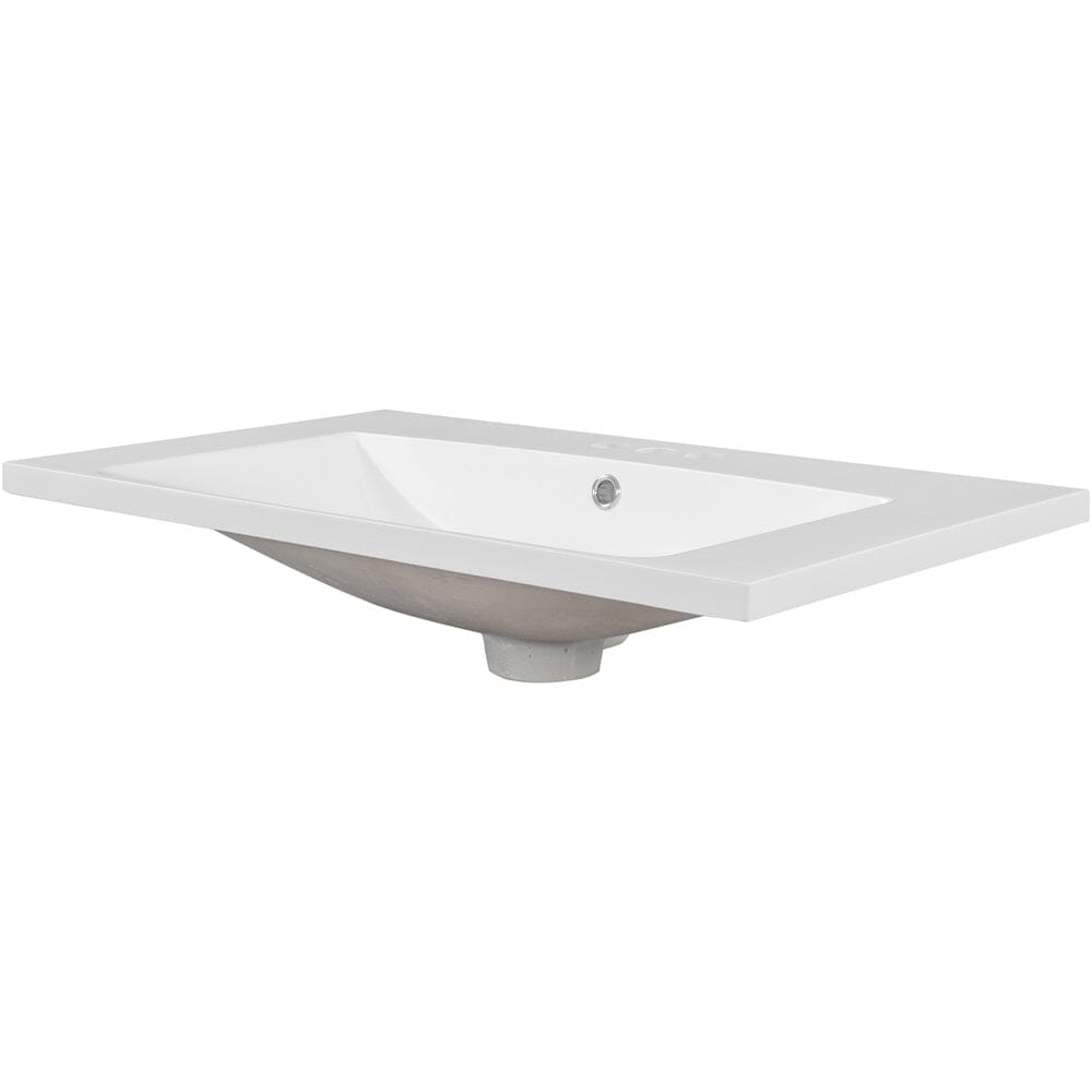 Giving Tree 30" Single Bathroom Vanity Top with White Basin, 3-Faucet Holes, Ceramic, White