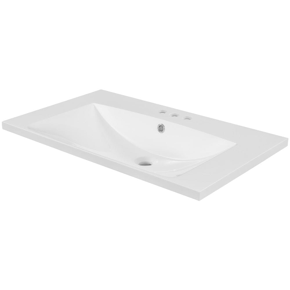 Giving Tree 30" Single Bathroom Vanity Top with White Basin, 3-Faucet Holes, Ceramic, White