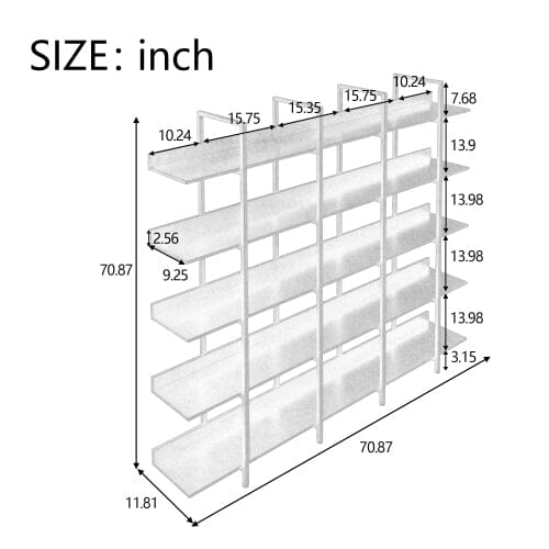 Giving Tree 5 Tier Bookcase Home Office Open Bookshelf, Vintage Industrial Style Shelf with Metal Frame, MDF Board