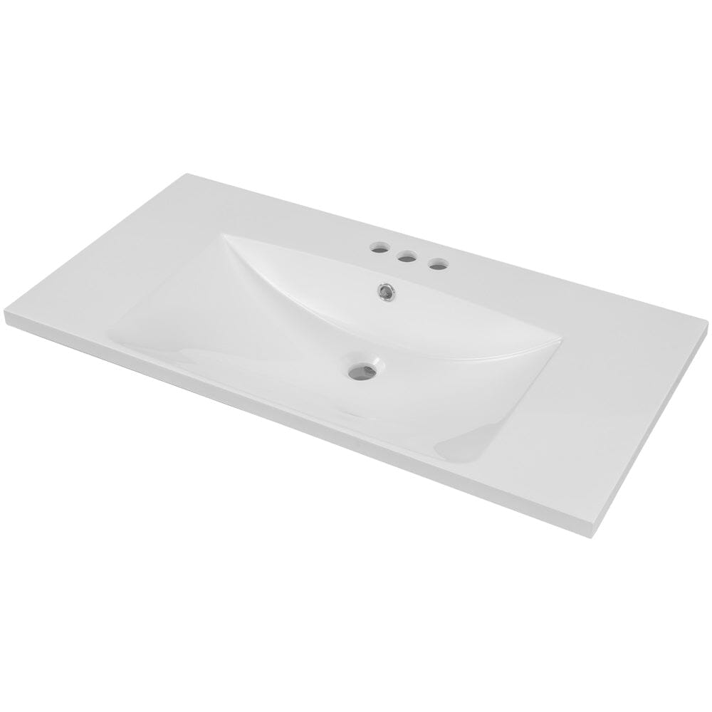 Giving Tree 36" Single Bathroom Vanity Top with White Basin, 3-Faucet Holes, Ceramic