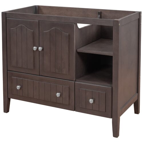 Giving Tree 36" Bathroom Vanity Base Only, Solid Wood Frame and MDF Boards, Brown
