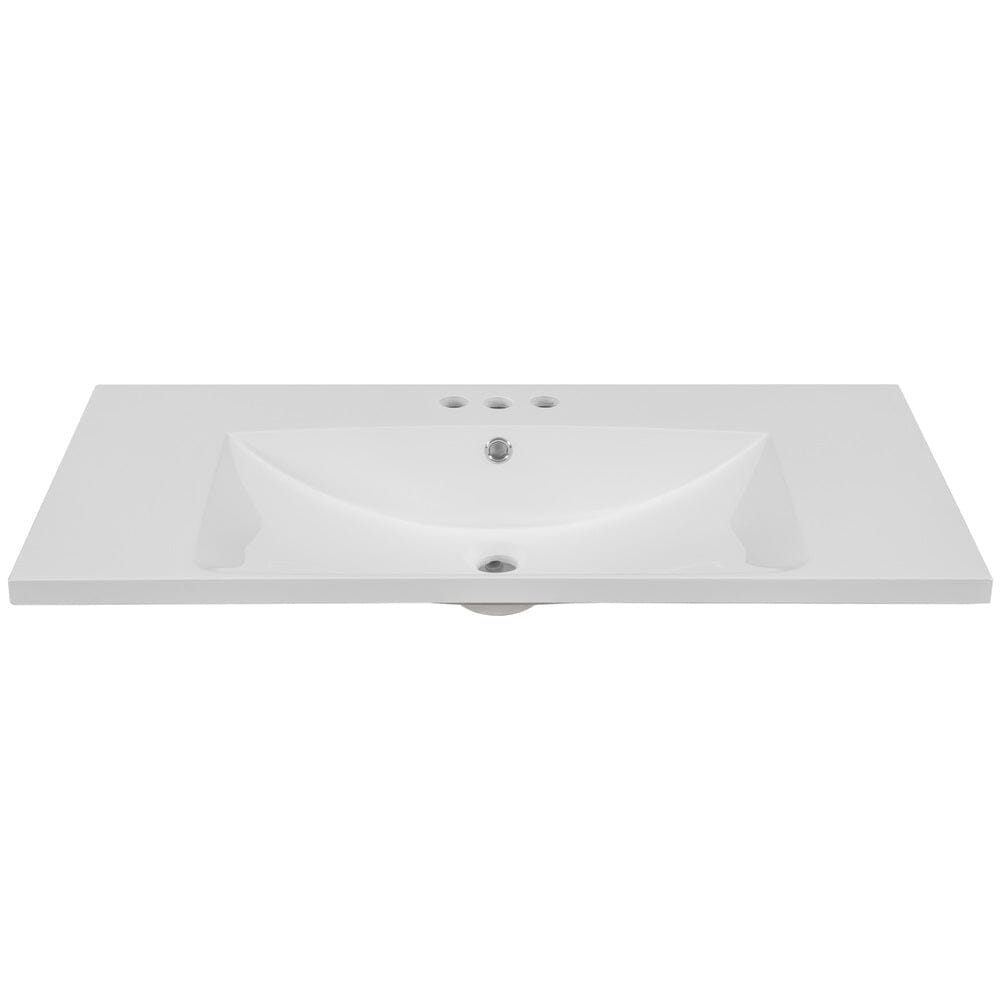 Giving Tree 36" Single Bathroom Vanity Top with White Basin, 3-Faucet Holes, Ceramic, White