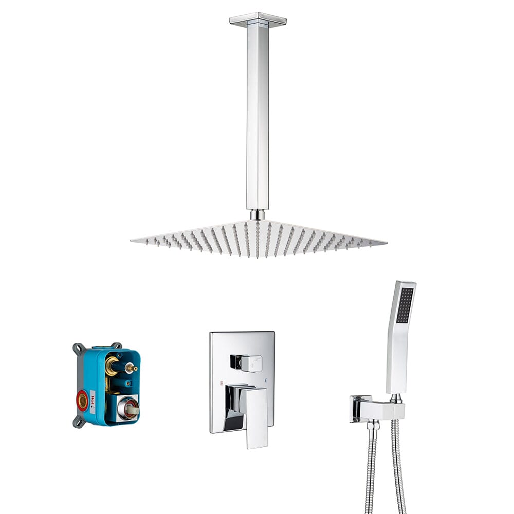 Ceiling Mount Shower 2 Spray Patterns with 12 in. Rain Shower Head Systems