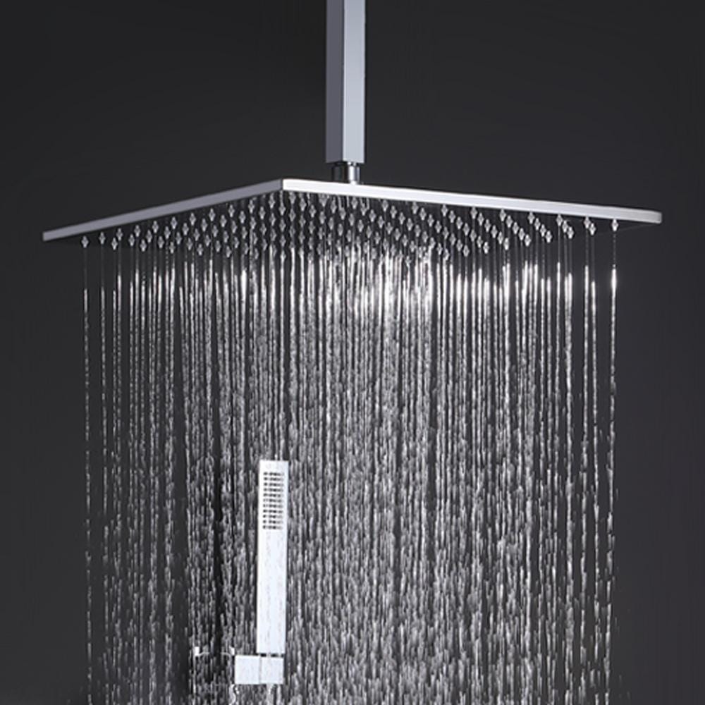 Ceiling Mounted Shower System with 4-Function Thermostatic Shower Valve & Hand Shower & Body Spray Jets