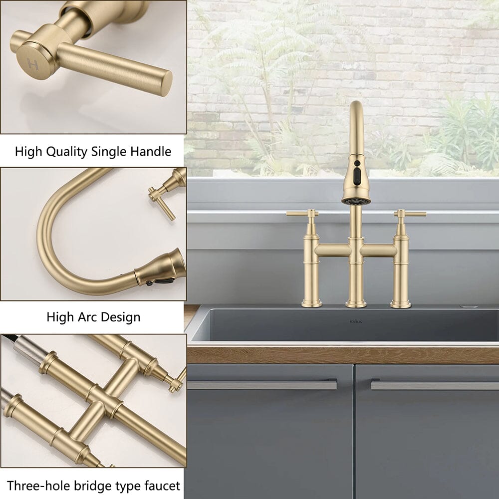 Giving Tree Bridge Kitchen Faucet with Pull-Down Sprayhead in Spot