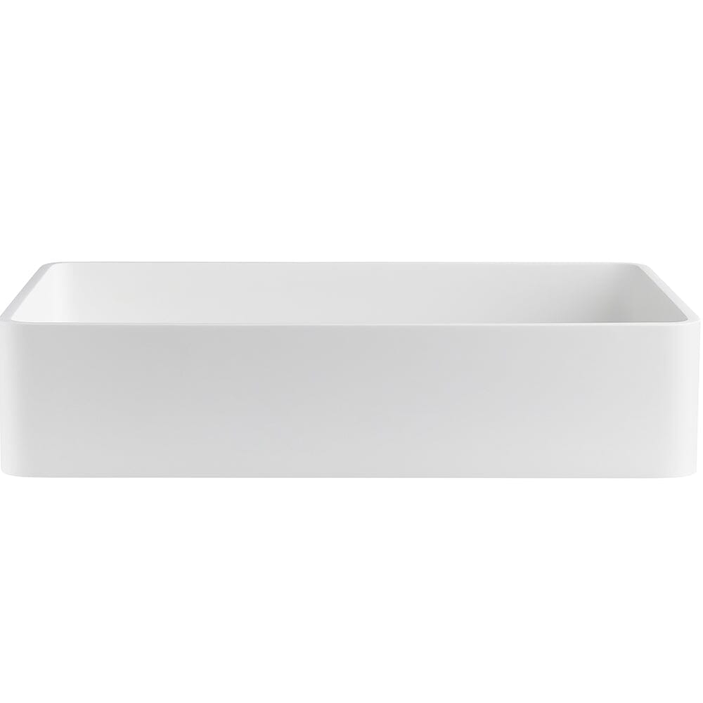 Rectangular Vessel 21" X 14" White Stone Resin Modern Above Counter Bathroom Vanity Sink