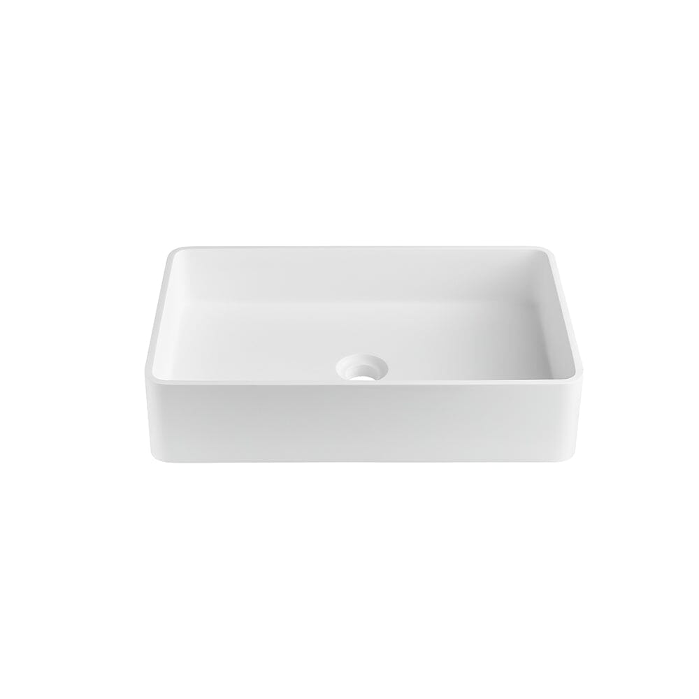 Rectangular Vessel 21" X 14" White Stone Resin Modern Above Counter Bathroom Vanity Sink