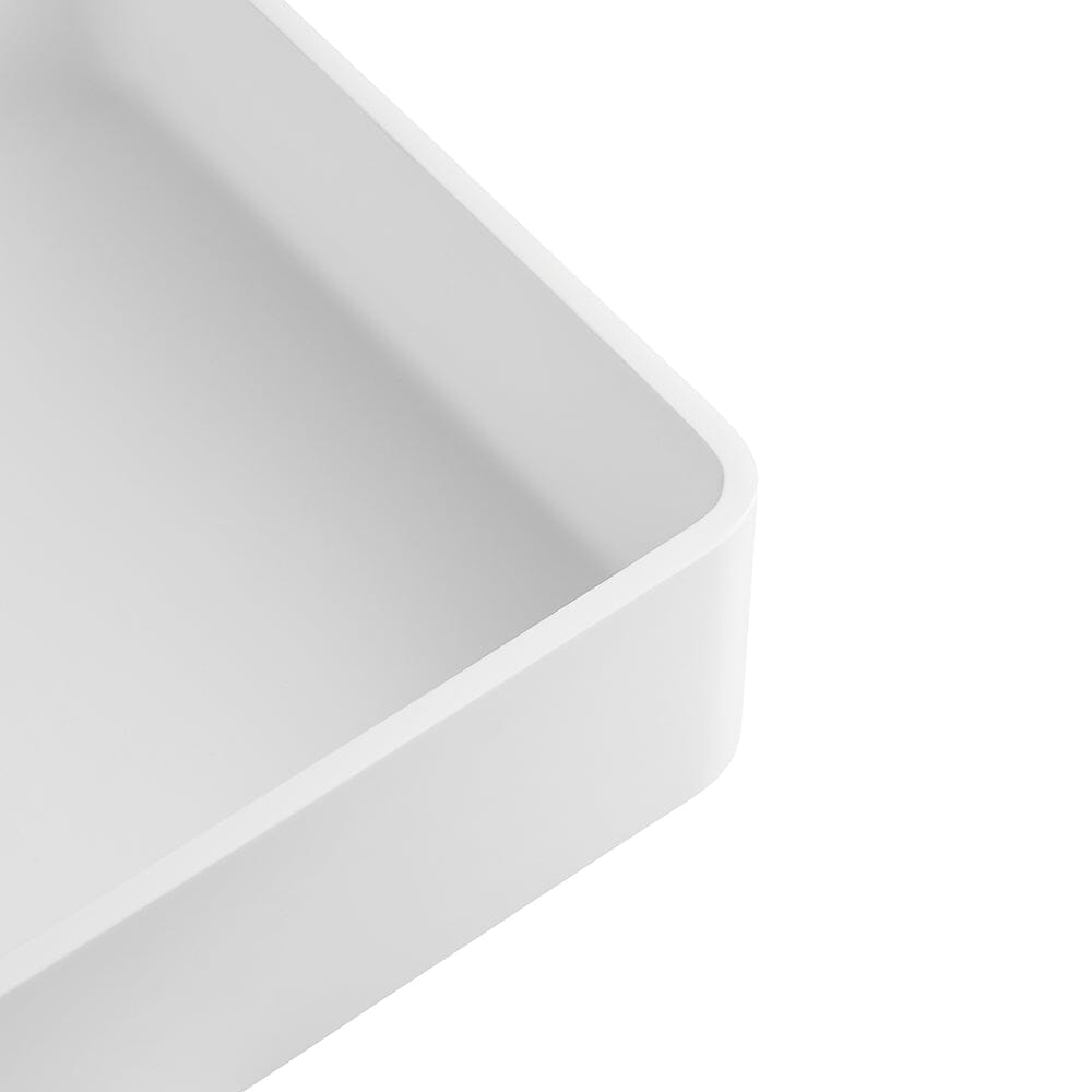 Rectangular Vessel 21" X 14" White Stone Resin Modern Above Counter Bathroom Vanity Sink