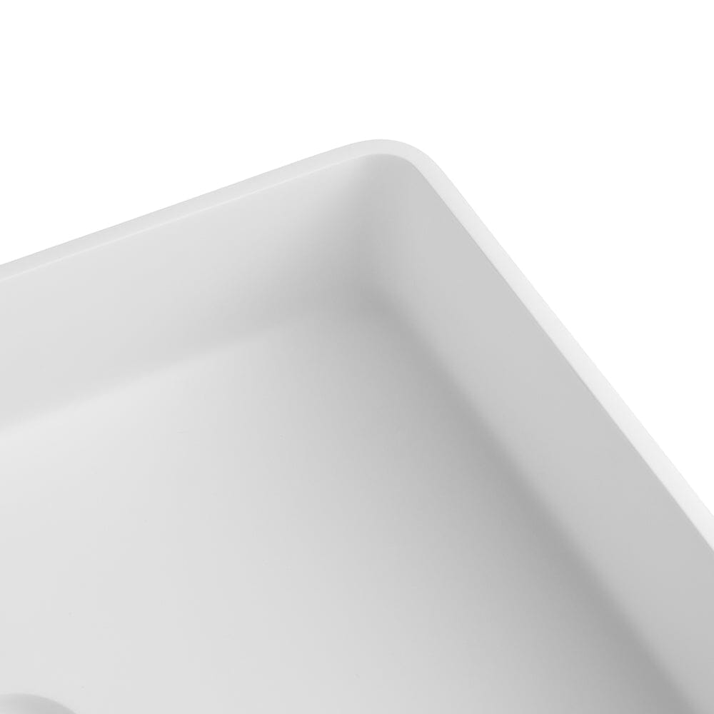 Rectangular Vessel 21" X 14" White Stone Resin Modern Above Counter Bathroom Vanity Sink