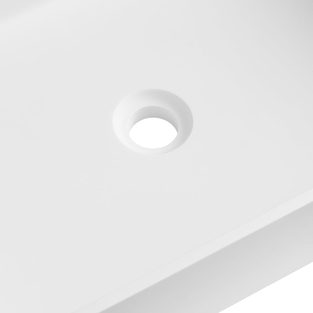 Rectangular Vessel 21" X 14" White Stone Resin Modern Above Counter Bathroom Vanity Sink