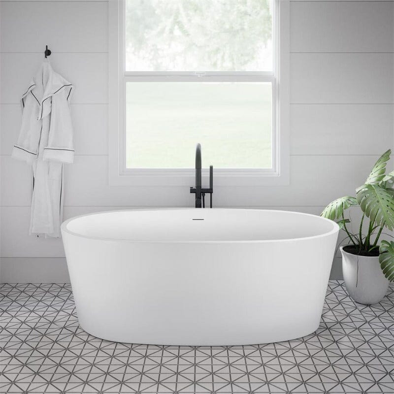 Mokleba 67" Acrylic Modern Bathtub Oval Shape Freestanding Soaking Tub