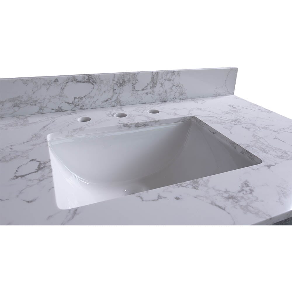 Giving Tree 49" carrara white engineered stone vanity top backsplash