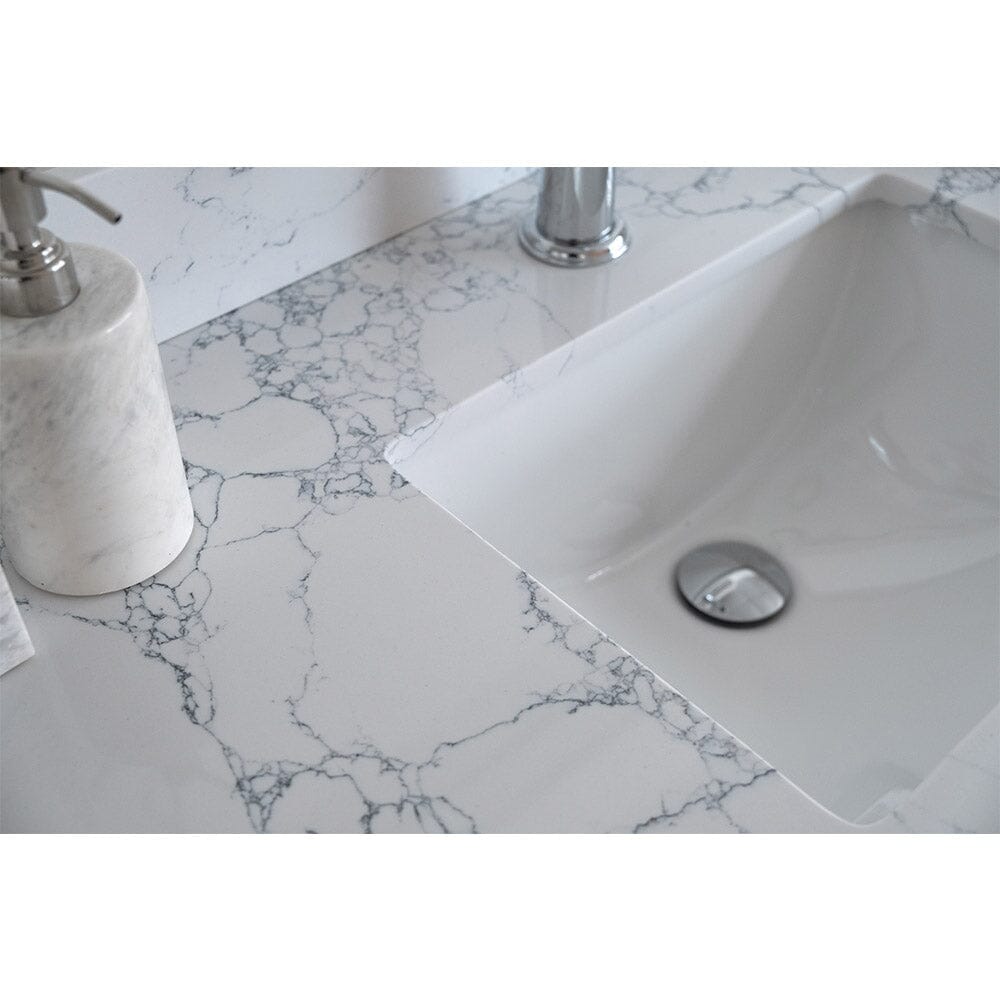 Giving Tree 31"x 22" bathroom stone vanity top Carrara jade engineered marble color with undermount ceramic sink and single faucet hole with backsplash