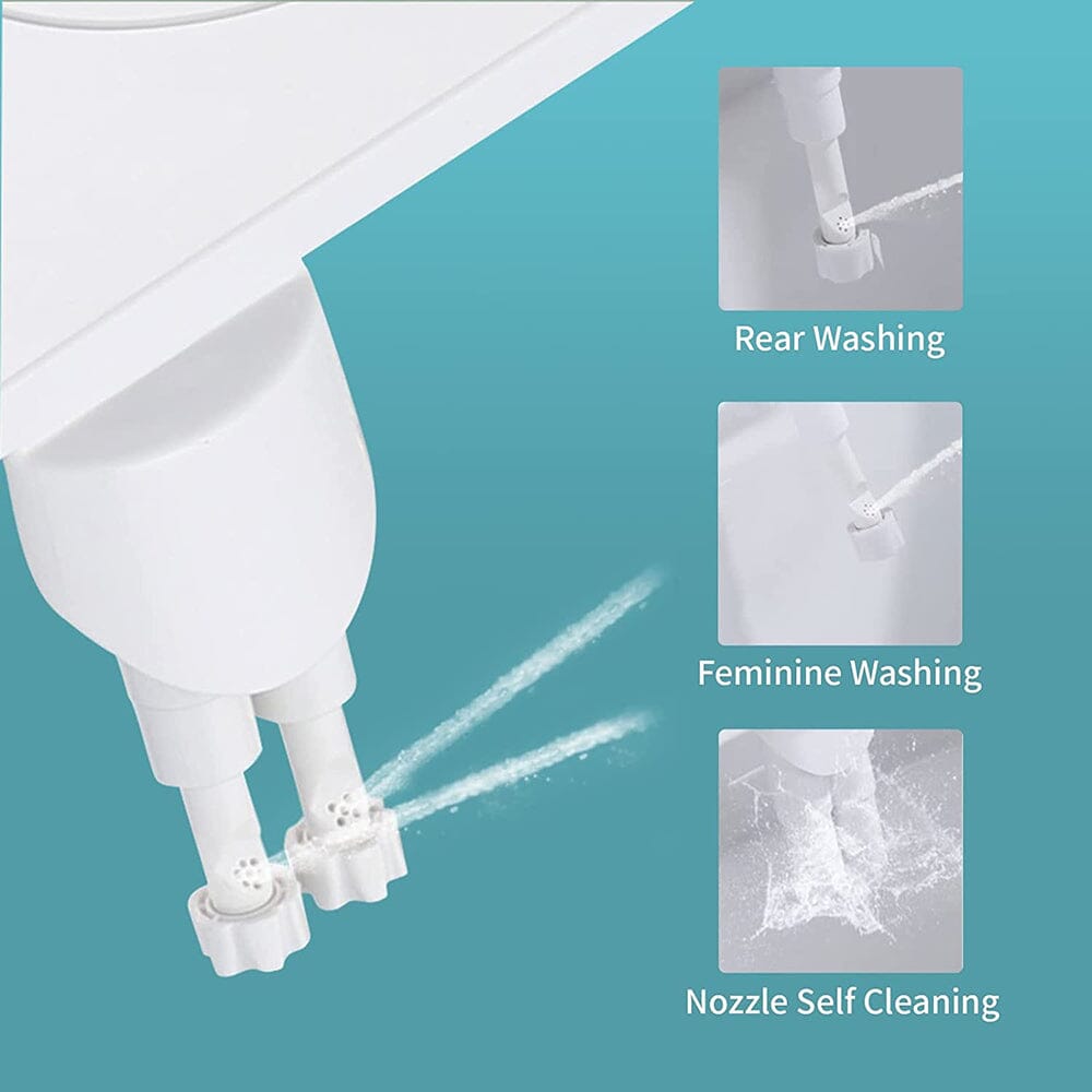 Bidet Toilet Attachment Adjustable Non-Electric Self Cleaning Retractable Nozzles for Rear & Feminine Wash