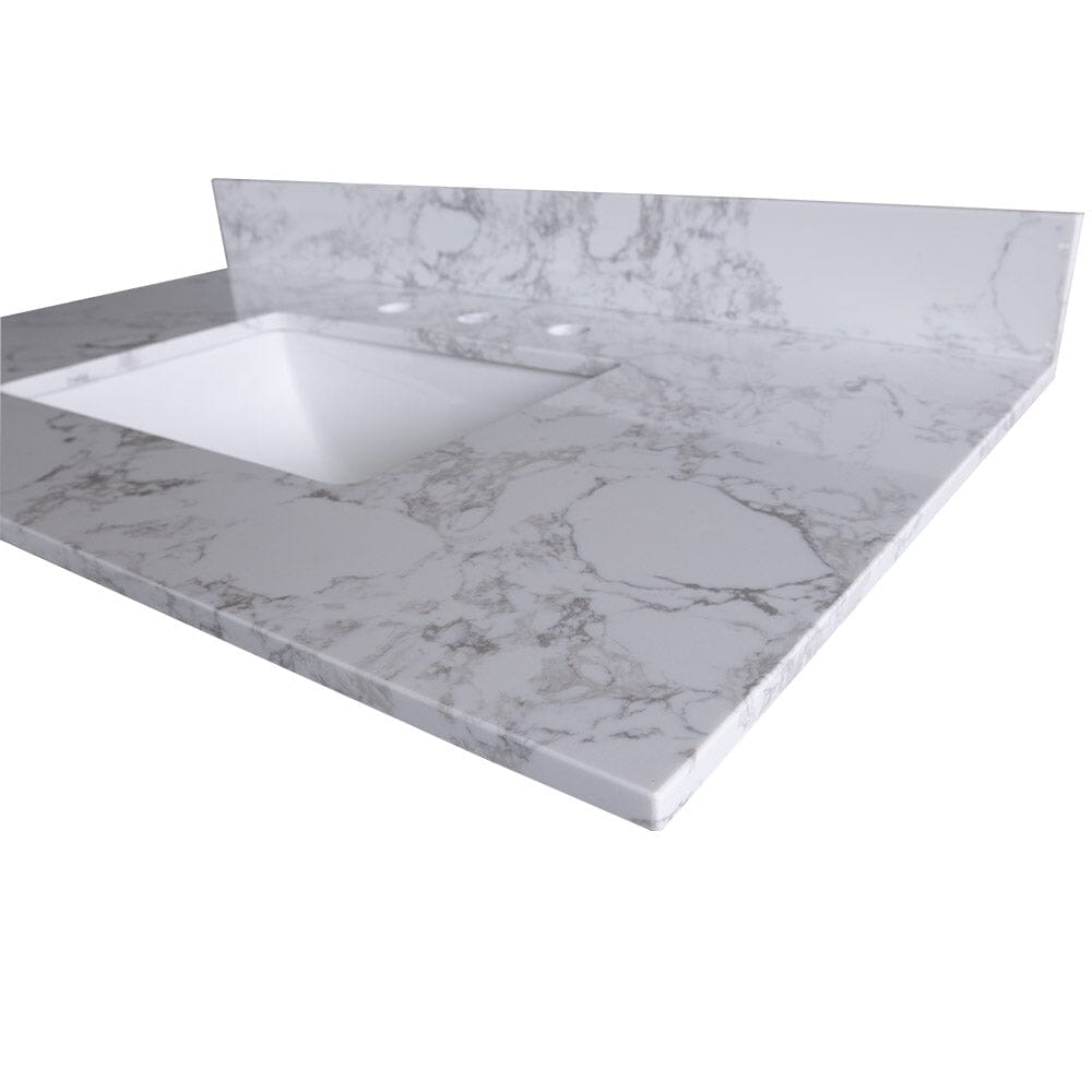 Giving Tree 43" carrara white engineered stone vanity top backsplash