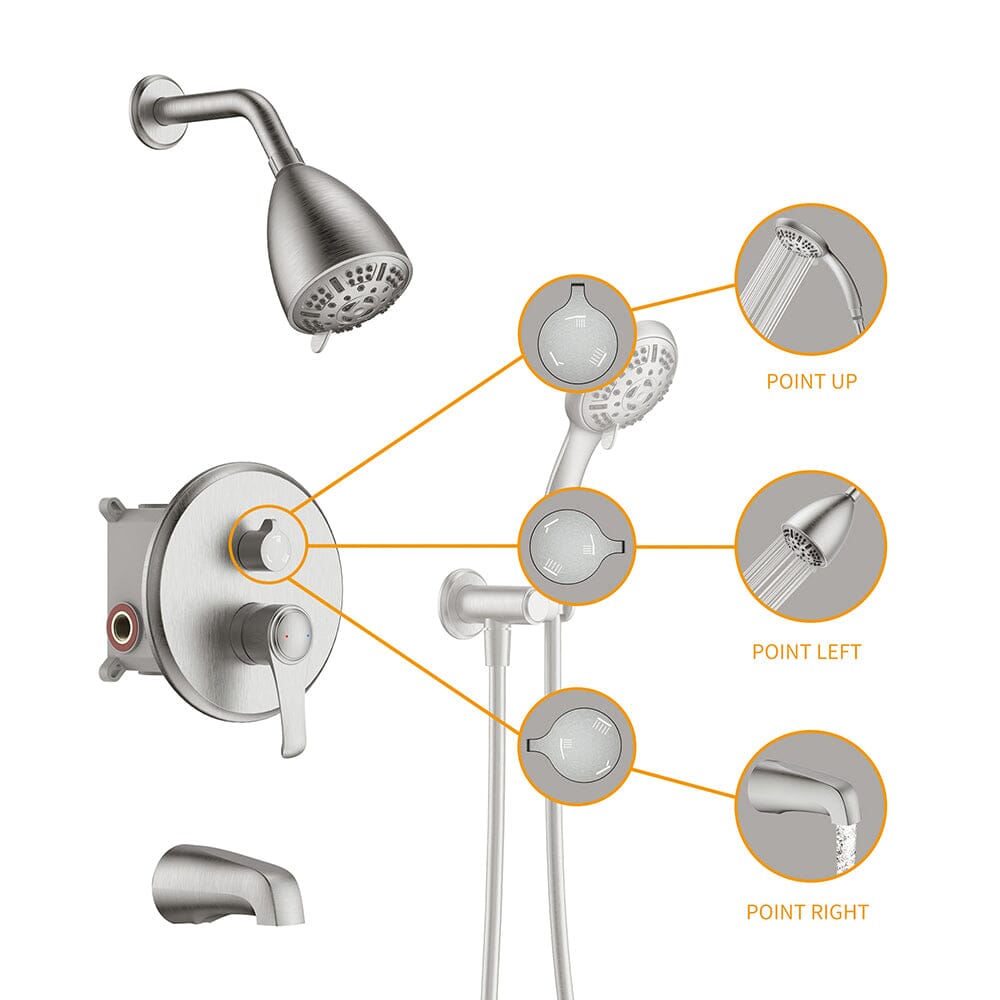8 Spray Filtered Shower Head and Hand Shower & Tub Spout Combo Set